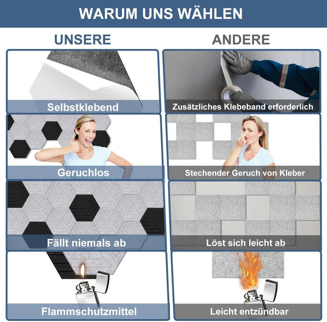 Fiqops 18er Hexagon Akustikpaneele Selbstklebend Akustikplatten Schwarz Hohe Dichte Schallabsorber P