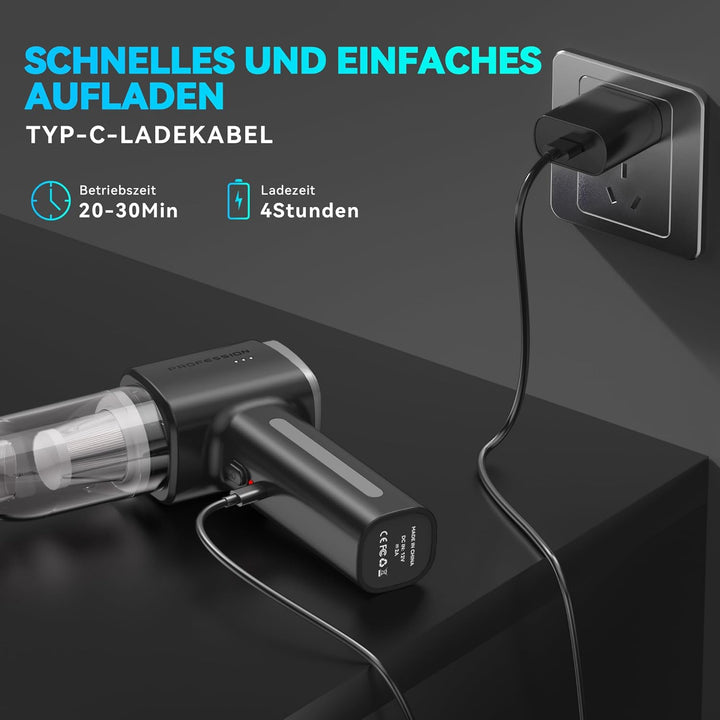 Handstaubsauger Handstaubsauger Akku Autostaubsauger Stark 28000Pa 4-in-1 für Auto Tierhaare Innenra