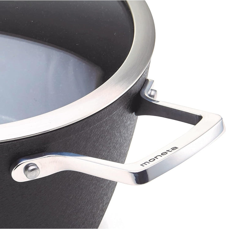 Kasserolle aus Aluminium, beschichtet mit Antihaftbeschichtung, Deckel aus transparentem Glas, 2 Gri