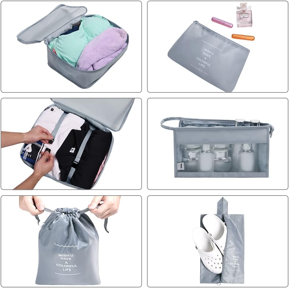 OSDUE Koffer Organizer Set 8-teilig, Packing Cubes, Wasserdichte Reise Kleidertaschen, Packtaschen f