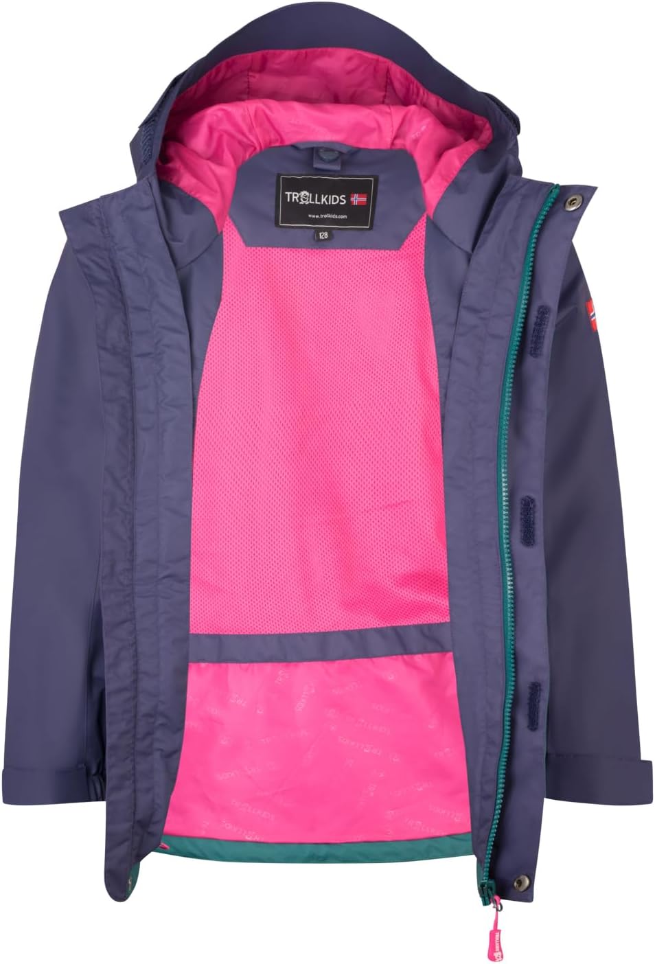 Trollkids Girls Bryggen 3in1 Jacket 98 Deep Violet, 98 Deep Violet