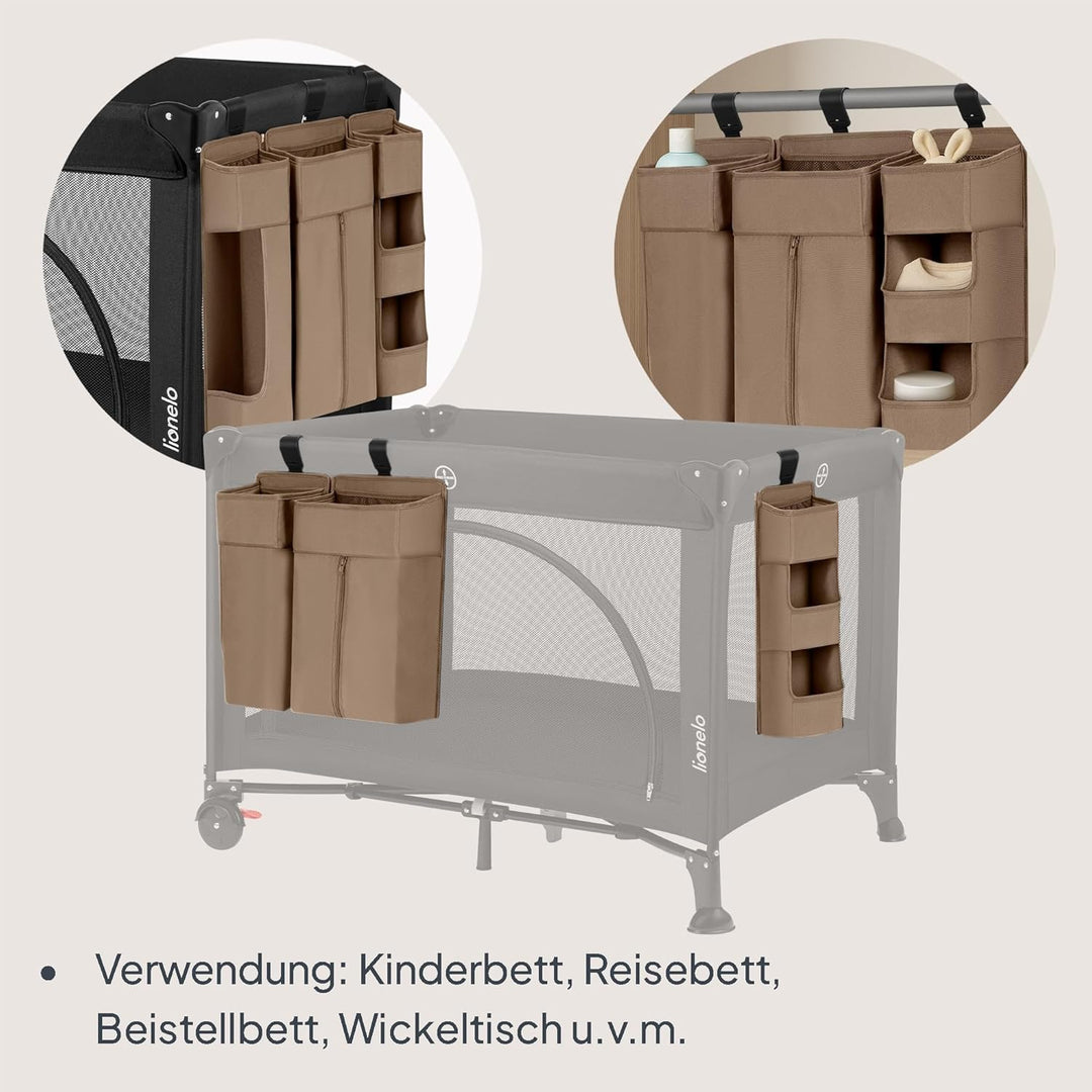Lionelo Sidepocket Large Kinderbett-Organizer, Hängender Bett-Organizer, Wickeltisch, Windeln, Babyt