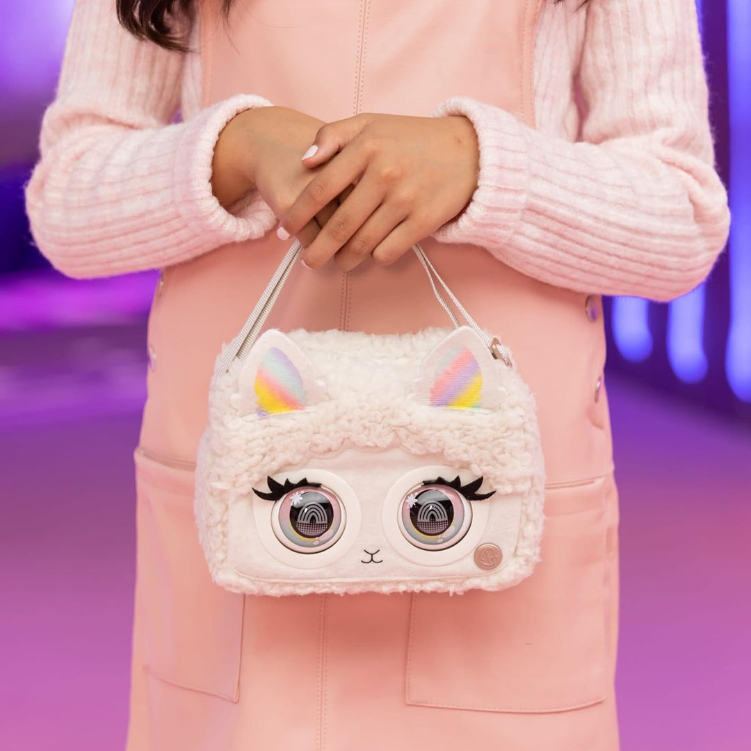 Purse Pets Flauschi Lama Tasche - Wird mit mehr als 30 interaktiven Geräuschen, Augenblinzeln und Mu