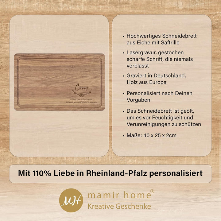 Geburtstagsgeschenk für Frauen | XL Schneidebrett Holz personalisiert | Einweihungsgeschenk | Eiche