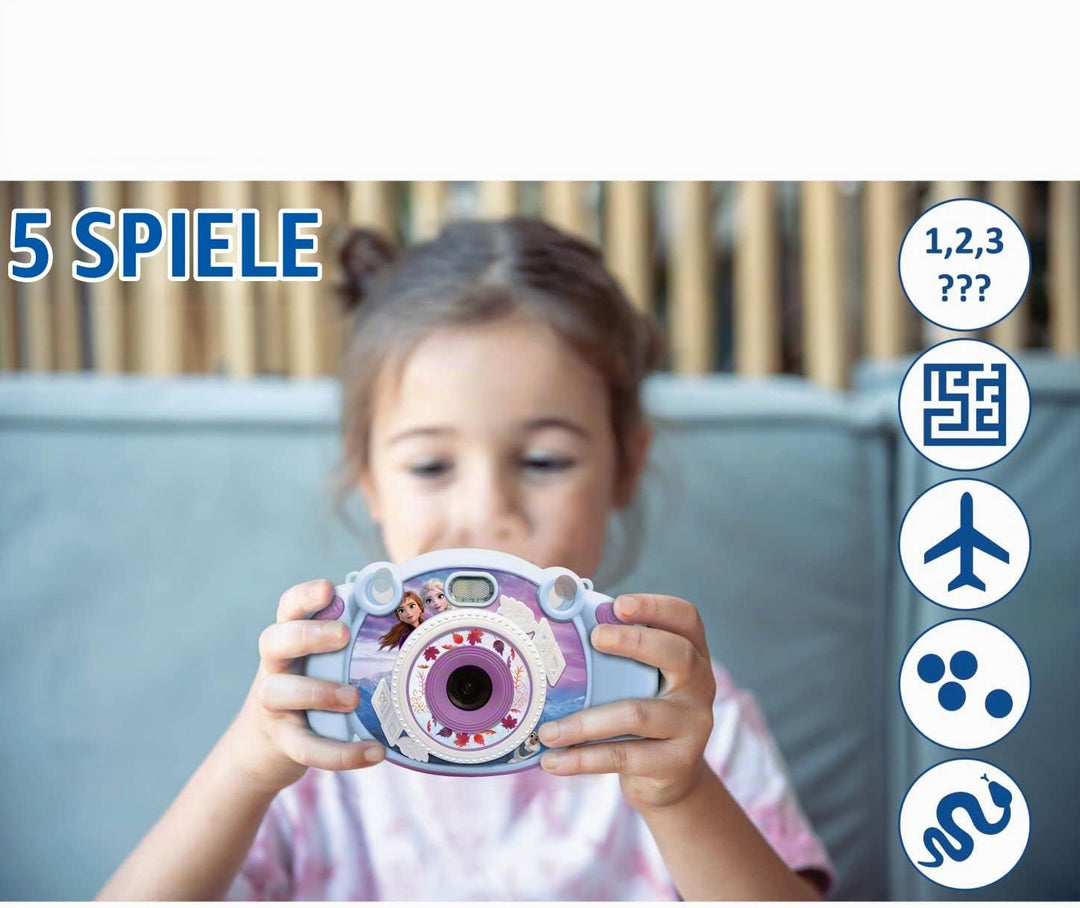 Lexibook DJ080FZ Frozen-Kinder-Digitalkamera mit Foto-und Videofunktion, Spiele, Blau/lila, Frozen