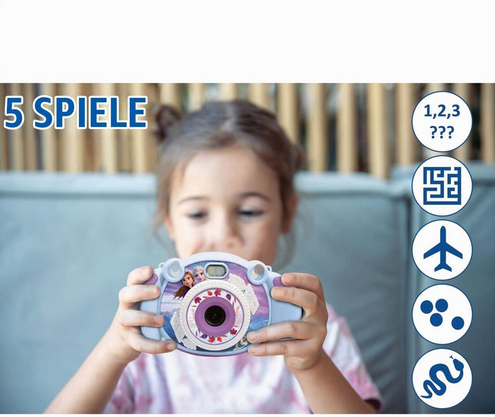 Lexibook DJ080FZ Frozen-Kinder-Digitalkamera mit Foto-und Videofunktion, Spiele, Blau/lila, Frozen