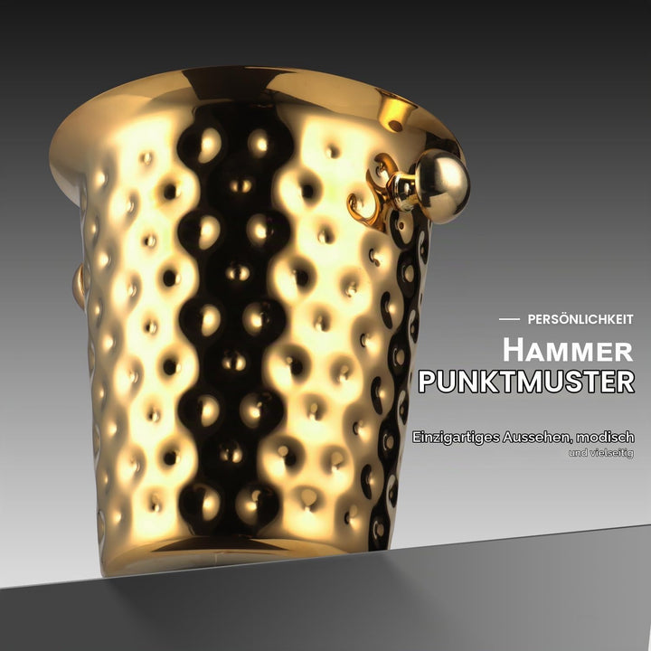 Sektkühler, Eiskübel Edelstahl 5l,Champagner Kühler mit Griff für Bar, Party, Grill (Gold), Gold