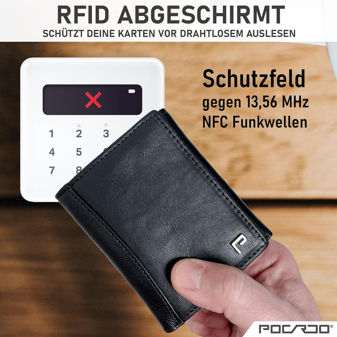 Geldbörse Herren Nappaleder | Münzfach & RFID Schutz | Leder Portmonee klein | Slim Wallet | Geldbeu