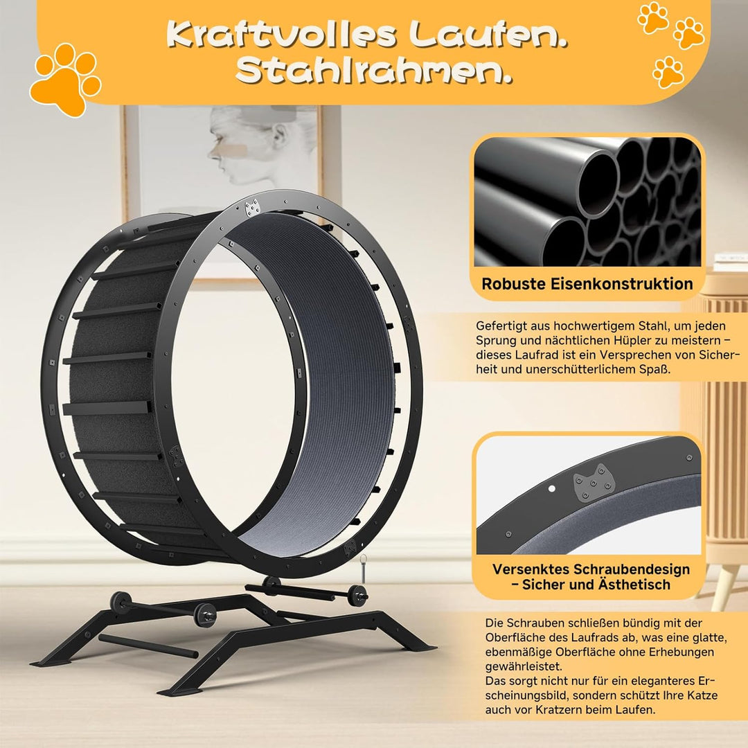 GTPLAYER Katzenlaufrad, laufrad Katze, Extra grosser 100 cm, ultraleises Laufrad mit Abnehmbarer Tep
