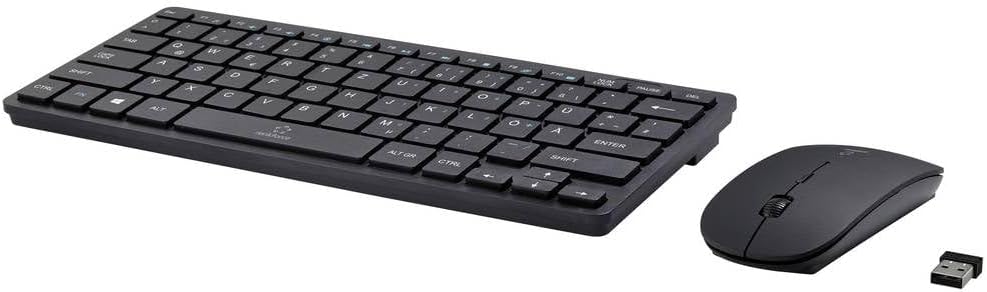Renkforce RF-KMC-410 Kabellos Tastatur, Maus-Set Deutsch, QWERTZ Schwarz