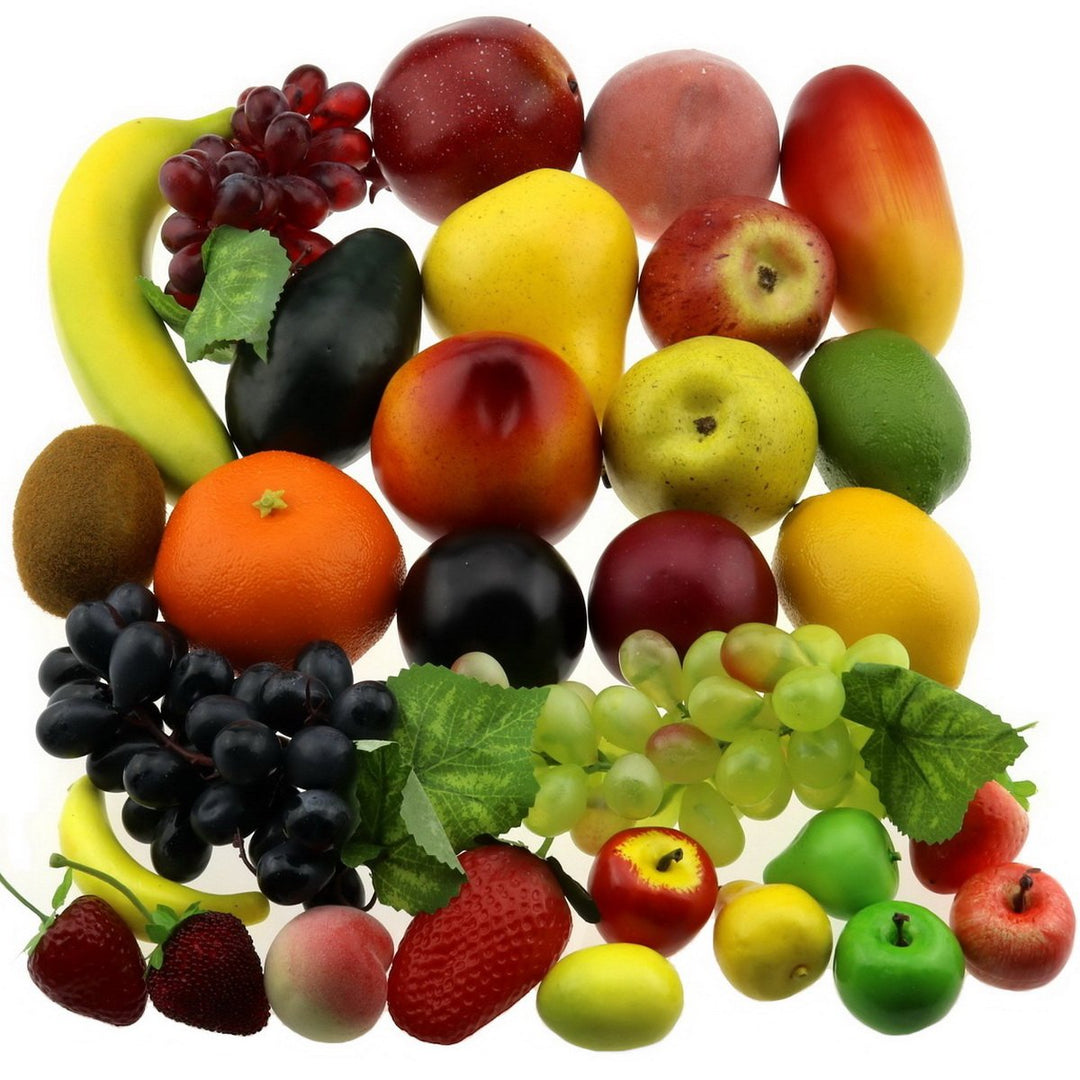 Gresorth 30 Fruchts Dekorativ Realistic Künstlich Frucht Fälschung Zitrone Banane Apfel Traube Pfirs