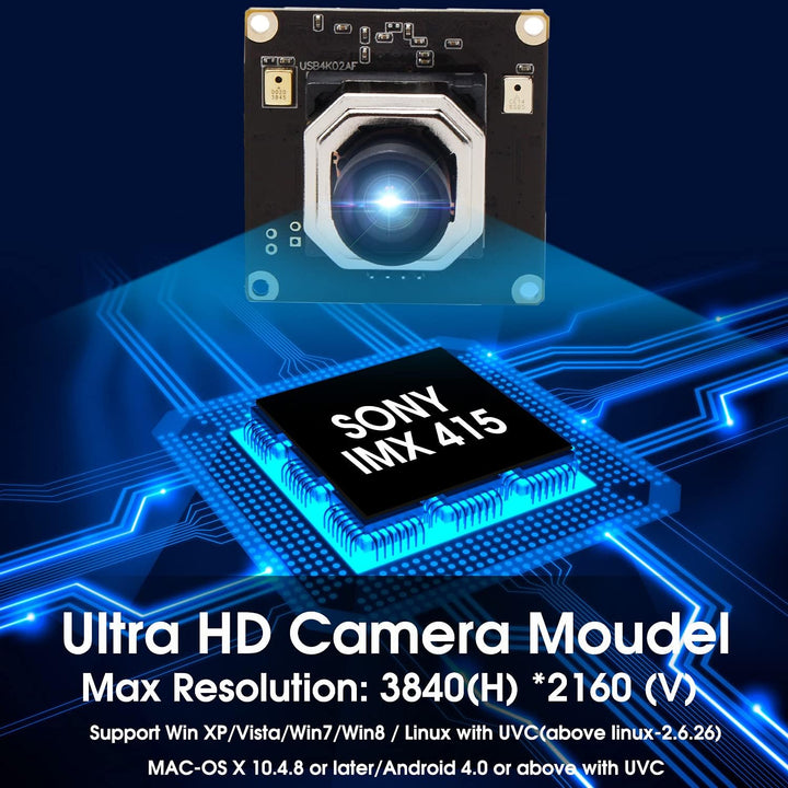 Svpro Autofokus 4K USB-Kameramodul mit Mikrofon, Ultra HD Mini-USB-Kameraplatine mit 100 Grad Weitwi