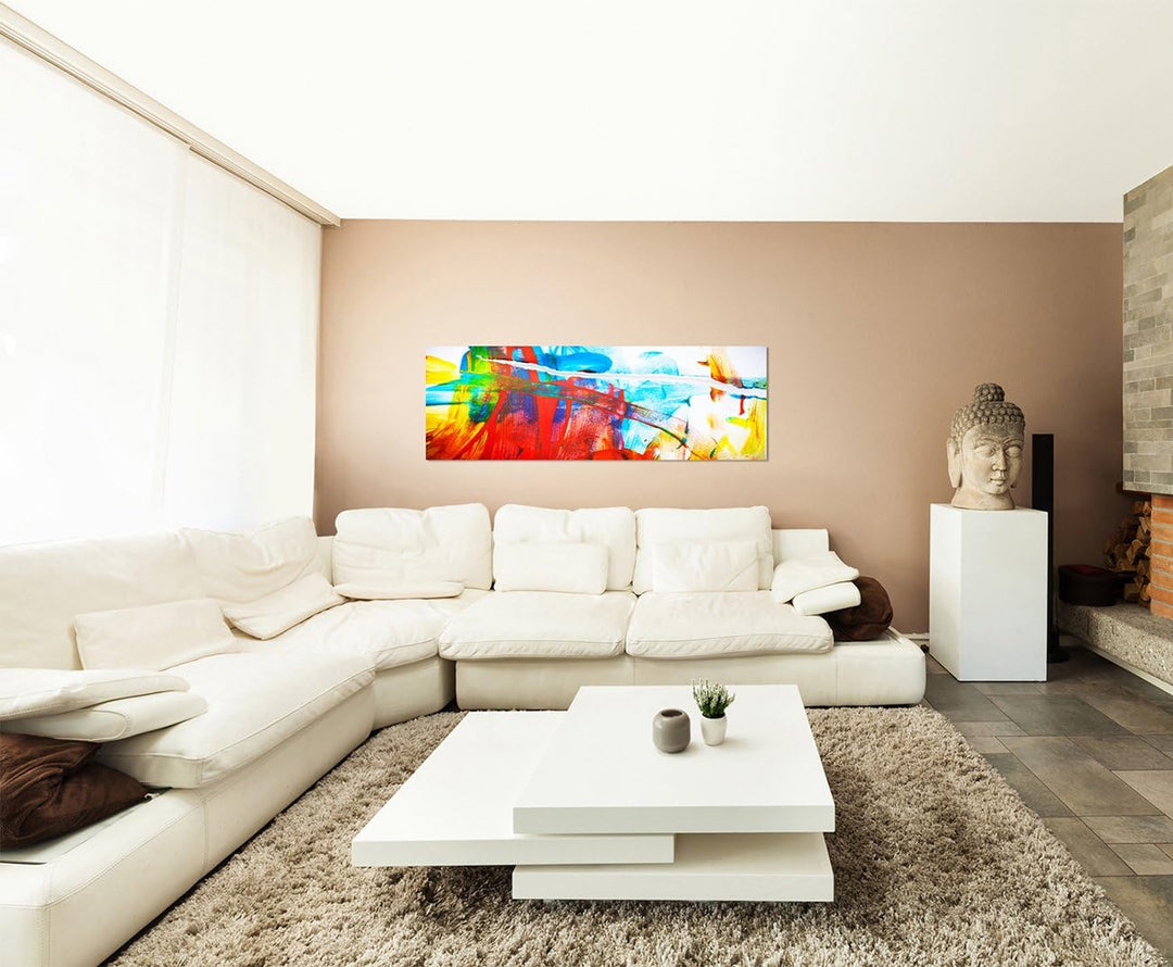 Paul Sinus Art Panoramabild auf Leinwand und Keilrahmen 150x50cm Malerei abstrakt bunt
