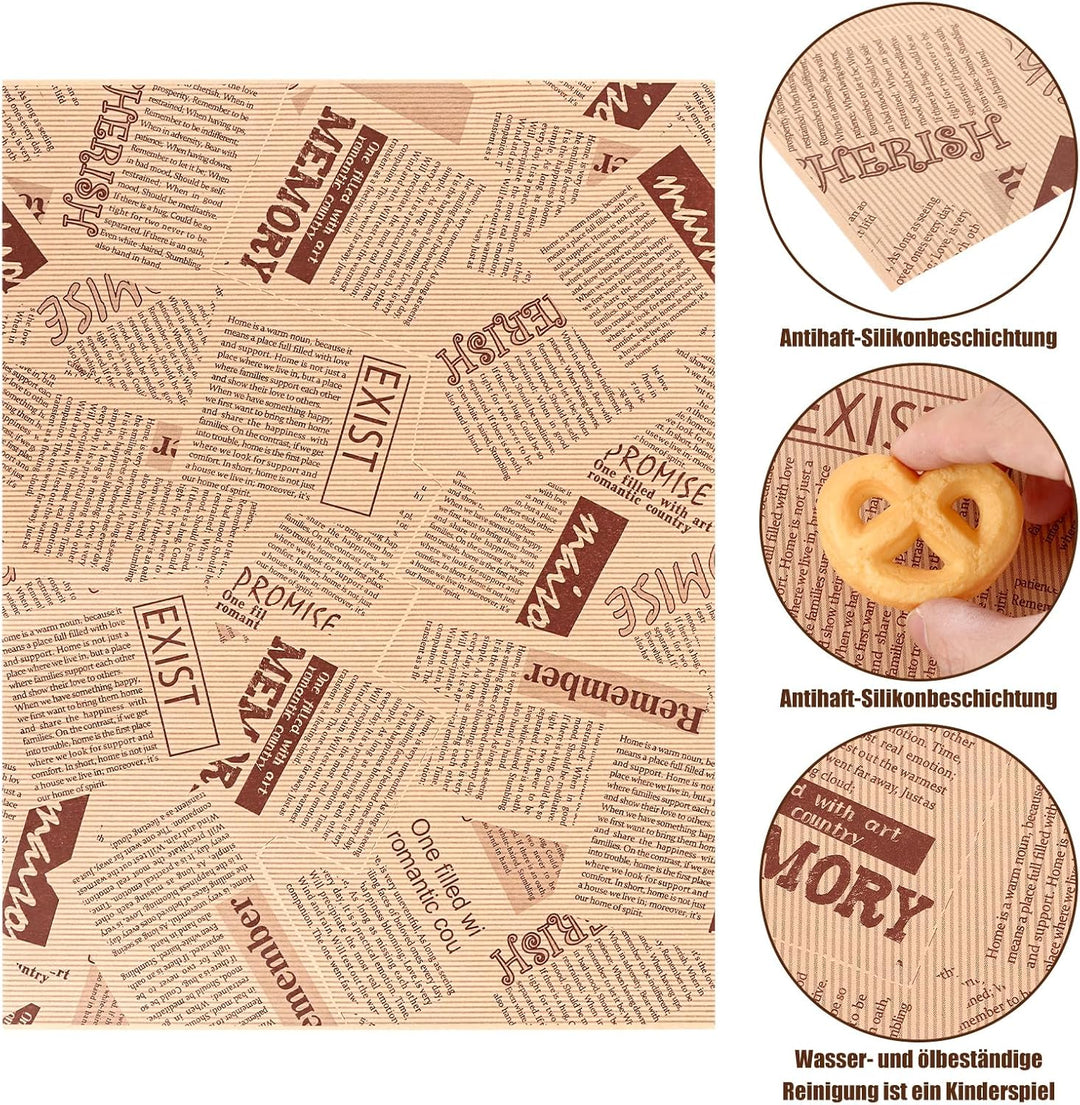 500 Blatt Sandwich Papier, 28 x 38 CM Deli Papierblätter, Hamburgerpapier, Fettdichtes Papier, Leben