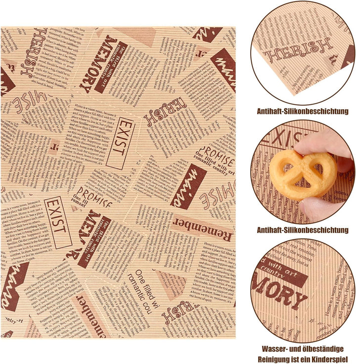 500 Blatt Sandwich Papier, 28 x 38 CM Deli Papierblätter, Hamburgerpapier, Fettdichtes Papier, Leben