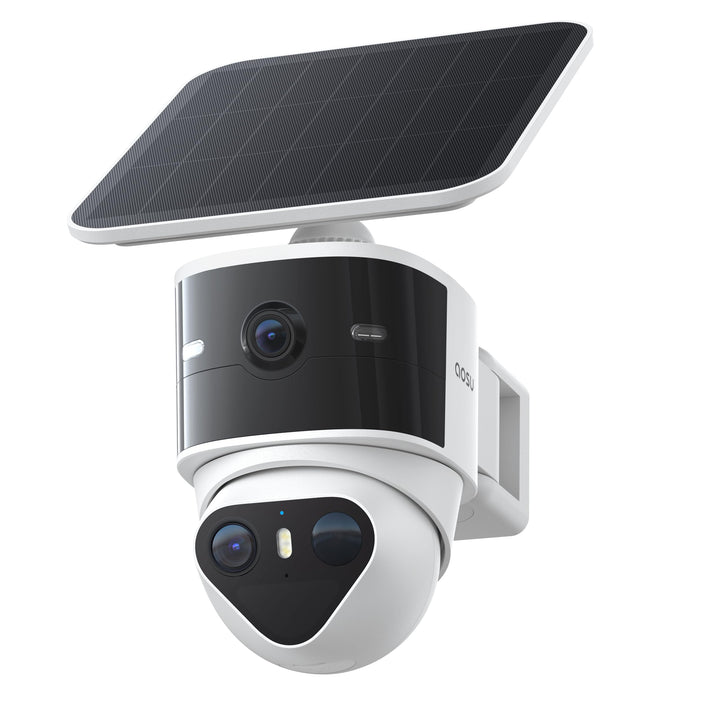 aosu T2 Pro 3K Überwachungskamera Aussen Akku Solar, 360° PTZ + 170° Weitwinkel 5MP Dual-Kamera Tech
