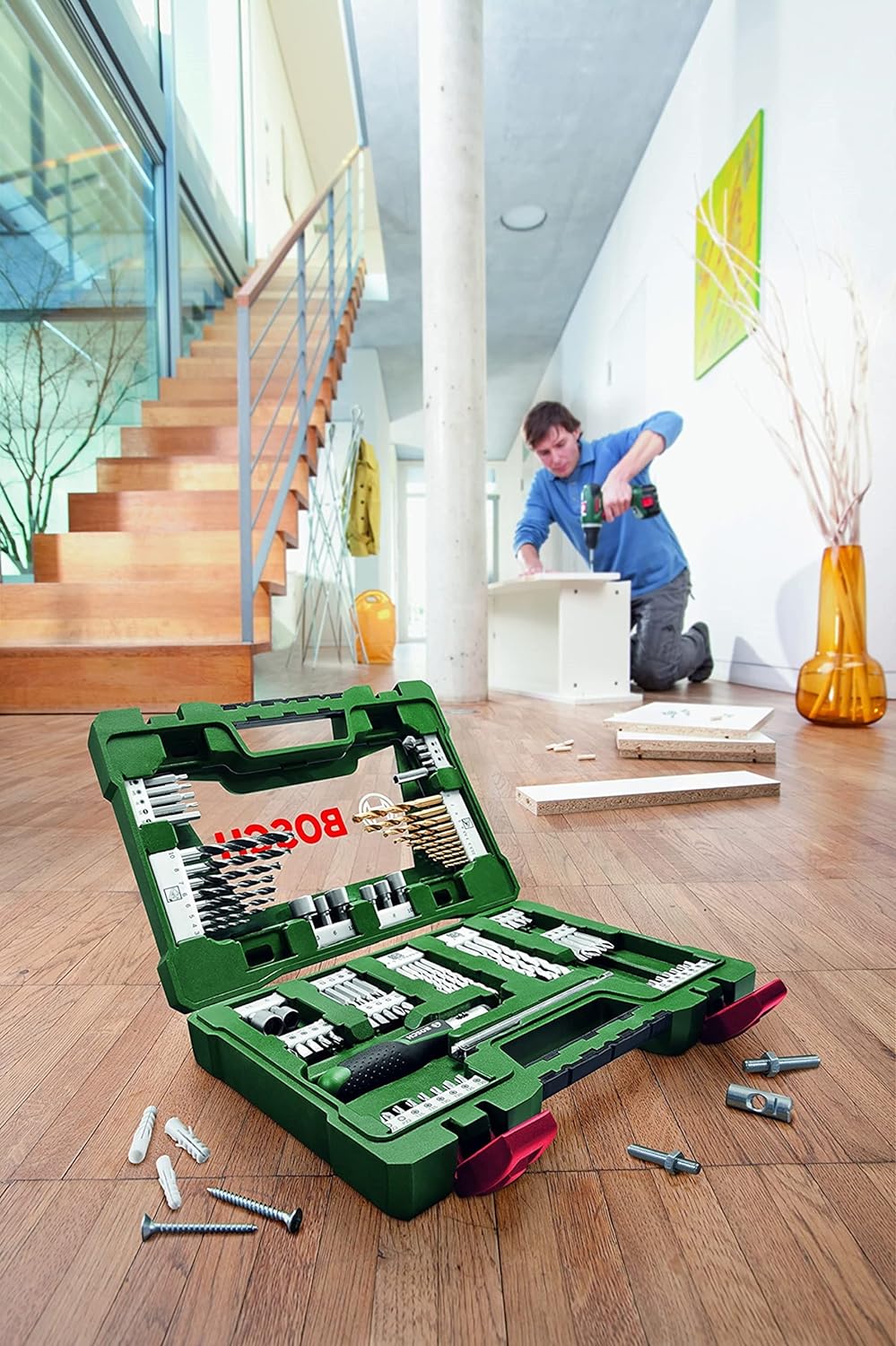 Bosch Accessories 91tlg. Titanium-Bohrer- und Bit Set V-Line (für Holz, Stein und Metall, inkl. Rats