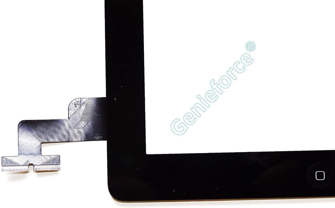Genieforce Premium Retina Touchscreen Glas Digitizer SCHWARZ für iPad 2 Display, MFC Flexkabel, Home