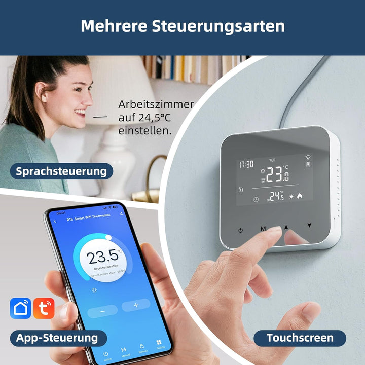 Beok WiFi Thermostat Für Gaskessel, Tuya Smart Raumthermostat Thermostate Heizung Digital LCD-Anzeig