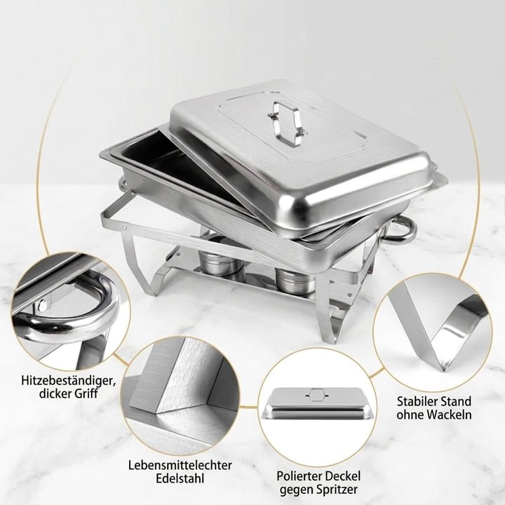 BuffetPro Chafing Dish, Warmhaltebehälter aus Edelstahl, 2 × 4,5 L