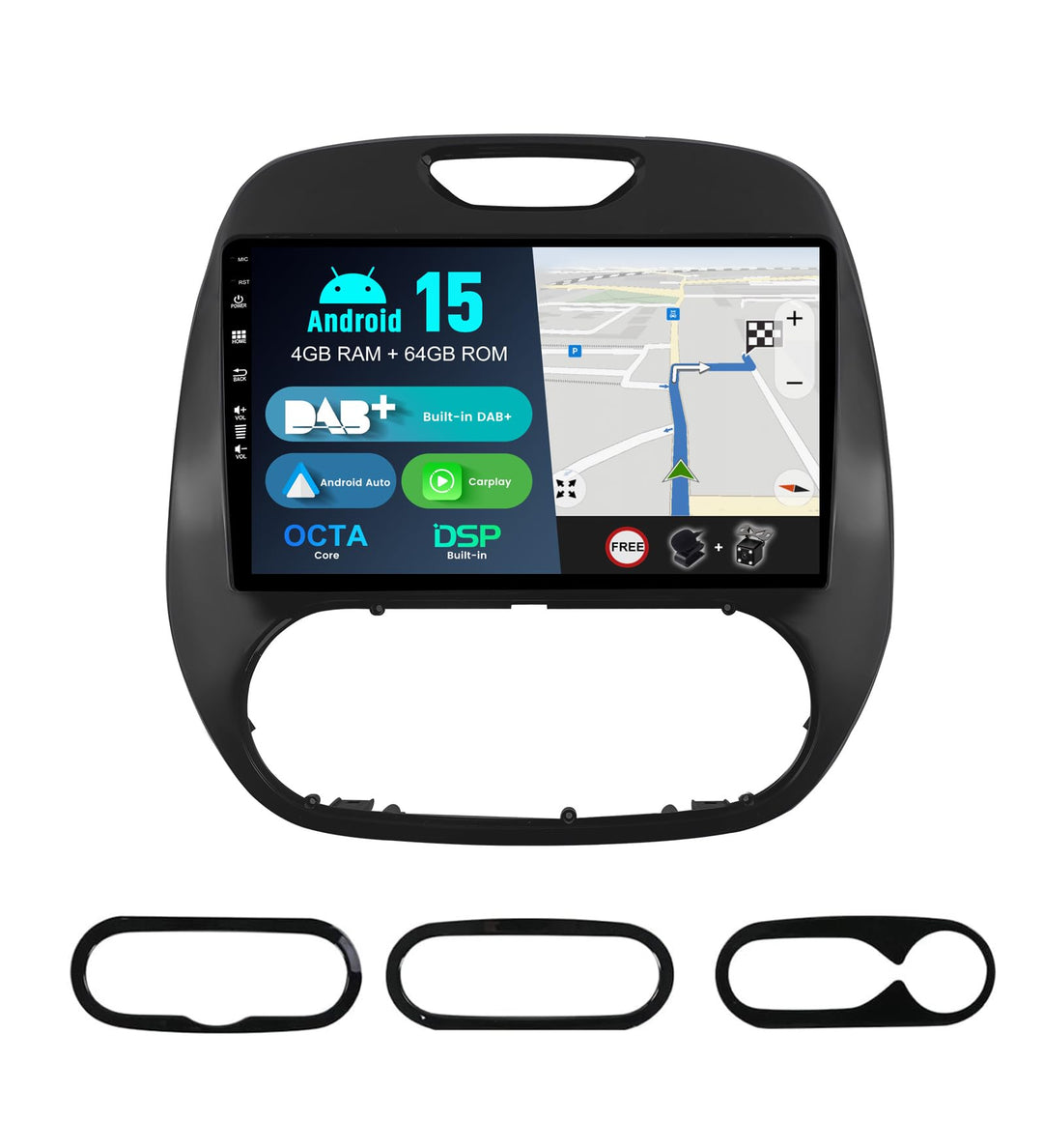 [Eingebaut DAB] - Android 15 IPS Autoradio für Renault Kaptur Captur (2014-2019) - Kabellos Carplay/