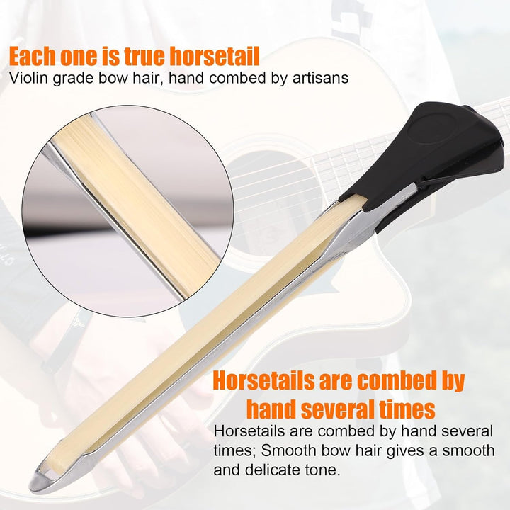 Gitarrenbogen-Set, 2-in-1 Rosshaar-Aluminium-Legierung Gitarrenbogen mit Kolophonium Schleifpapier T