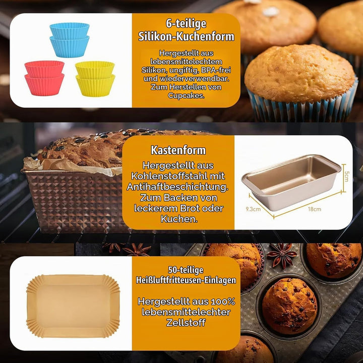 Heissluftfritteuse Zubehör für Ninja Double Stack XL SL400EU 9,5L, 17 Stück Airfryer Silikonform Zub