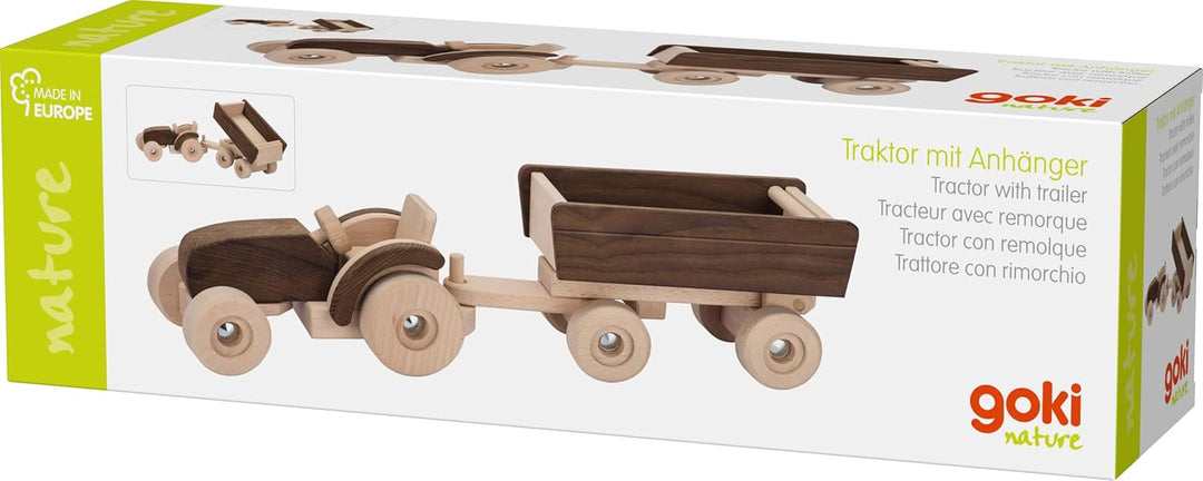 Goki 55915 55915-Spielfigur-Traktor mit Anhänger