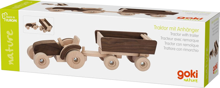 Goki 55915 55915-Spielfigur-Traktor mit Anhänger