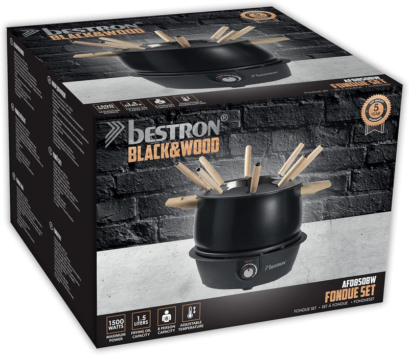 Bestron elektrisches Fondue Set für bis zu 8 Personen, mit 8x Fonduegabeln & stufenlosen Thermostat,