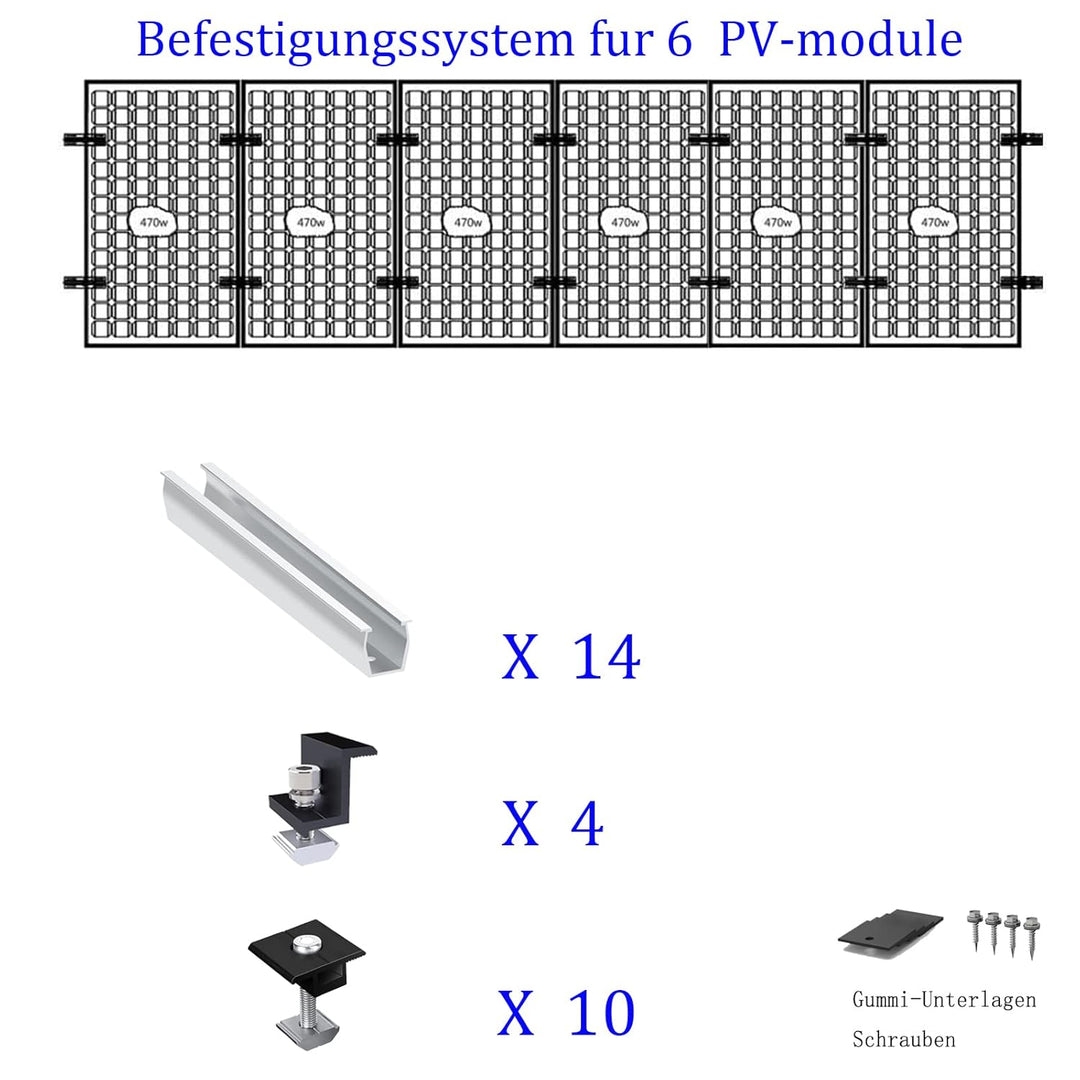 Solarmodul Halterung Befestigungssystem, Alu PV Modul Halterung mit 12CM Montageschiene und Befestig