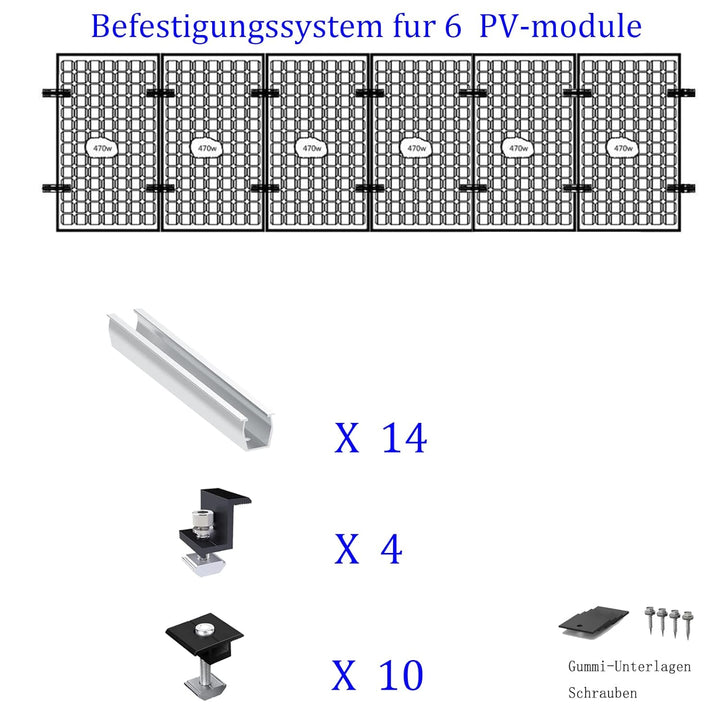 Solarmodul Halterung Befestigungssystem, Alu PV Modul Halterung mit 12CM Montageschiene und Befestig