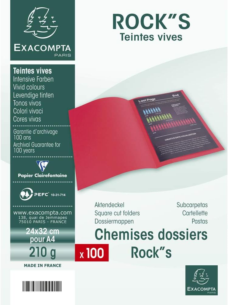 Exacompta 24 x 32 cm Bahia 100 Aktendeckel – Weiss Gedruckt weiss, Gedruckt weiss