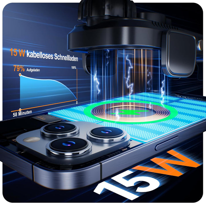 Auckly Handyhalterung Auto mit Ladefunktion, 【Smart Sense】 Qi 15W Fast Wireless Charger Auto Indukti