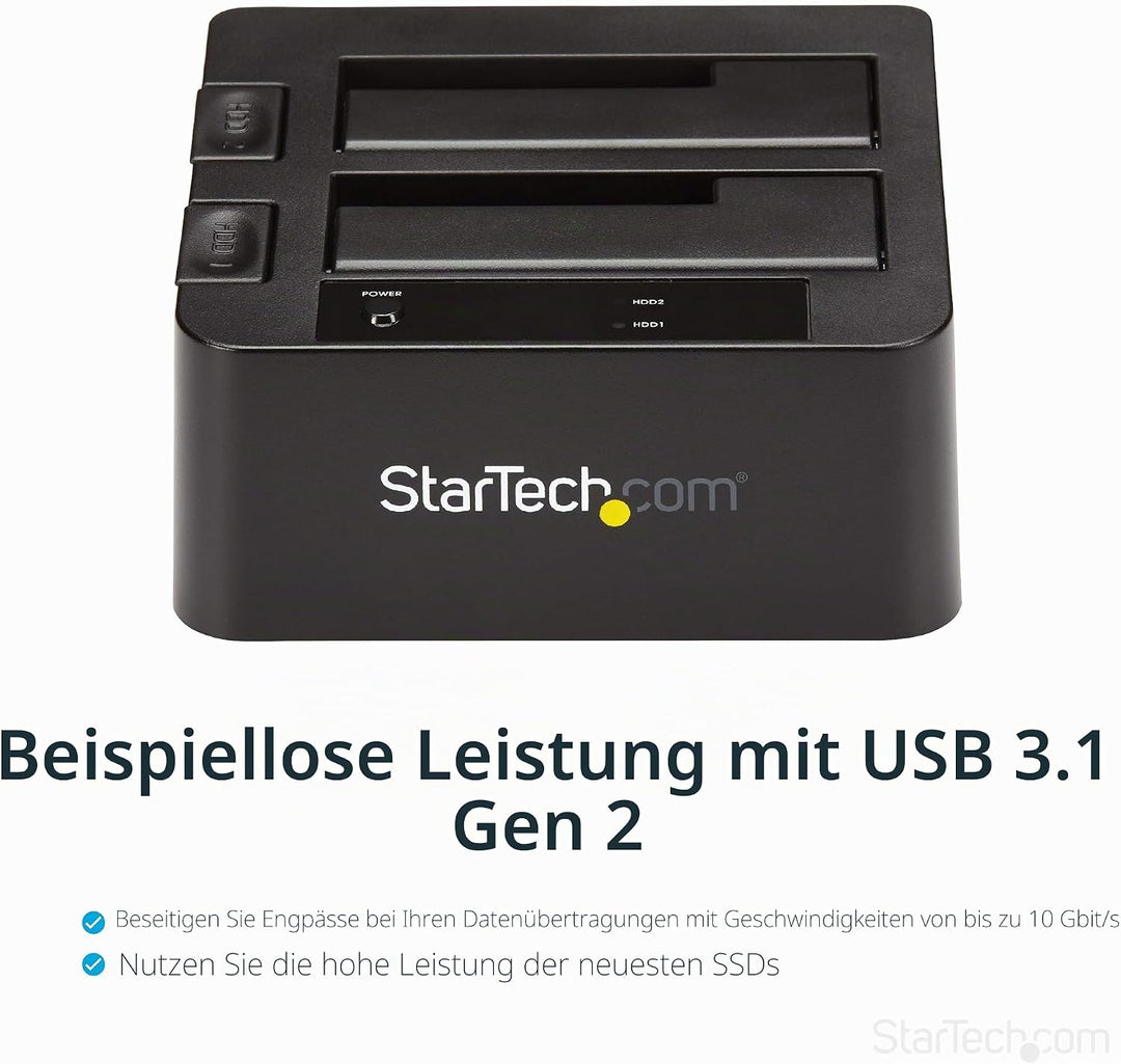 StarTech.com USB 3.1 (10 Gbit/s) Dual-bay Festplatten Dockingstation für 2,5" (6,4cm) / 3,5" (8,9 cm