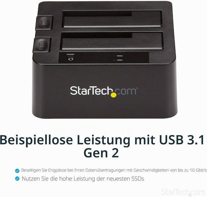 StarTech.com USB 3.1 (10 Gbit/s) Dual-bay Festplatten Dockingstation für 2,5" (6,4cm) / 3,5" (8,9 cm