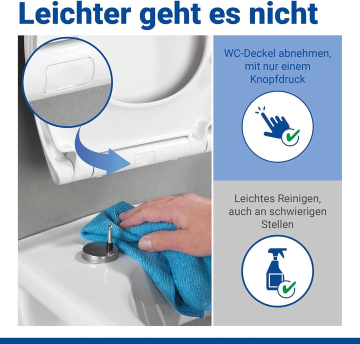 WENKO Toilettendeckel mit Absenkautomatik, oval, belastbar bis 175 kg, Klodeckel aus antibakterielle