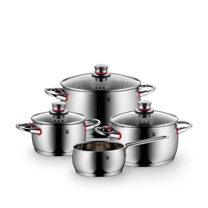 WMF Quality One Topfset Induktion 4-teilig, Kochtopf Set mit Glasdeckel, Cromargan Edelstahl poliert