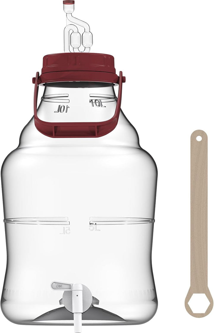 lilawelt24 10 L Gärballon+ Hahn Weinballon Gärbehälter Flasche Weithalsballon Gummistopfen