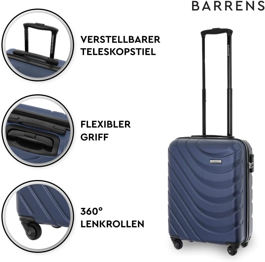 BARRENS Kabinenkoffer | Kabinengepäck | 55x39x20cm | 34 L | ABS | Chiffrierschloss Reisekoffer | Han