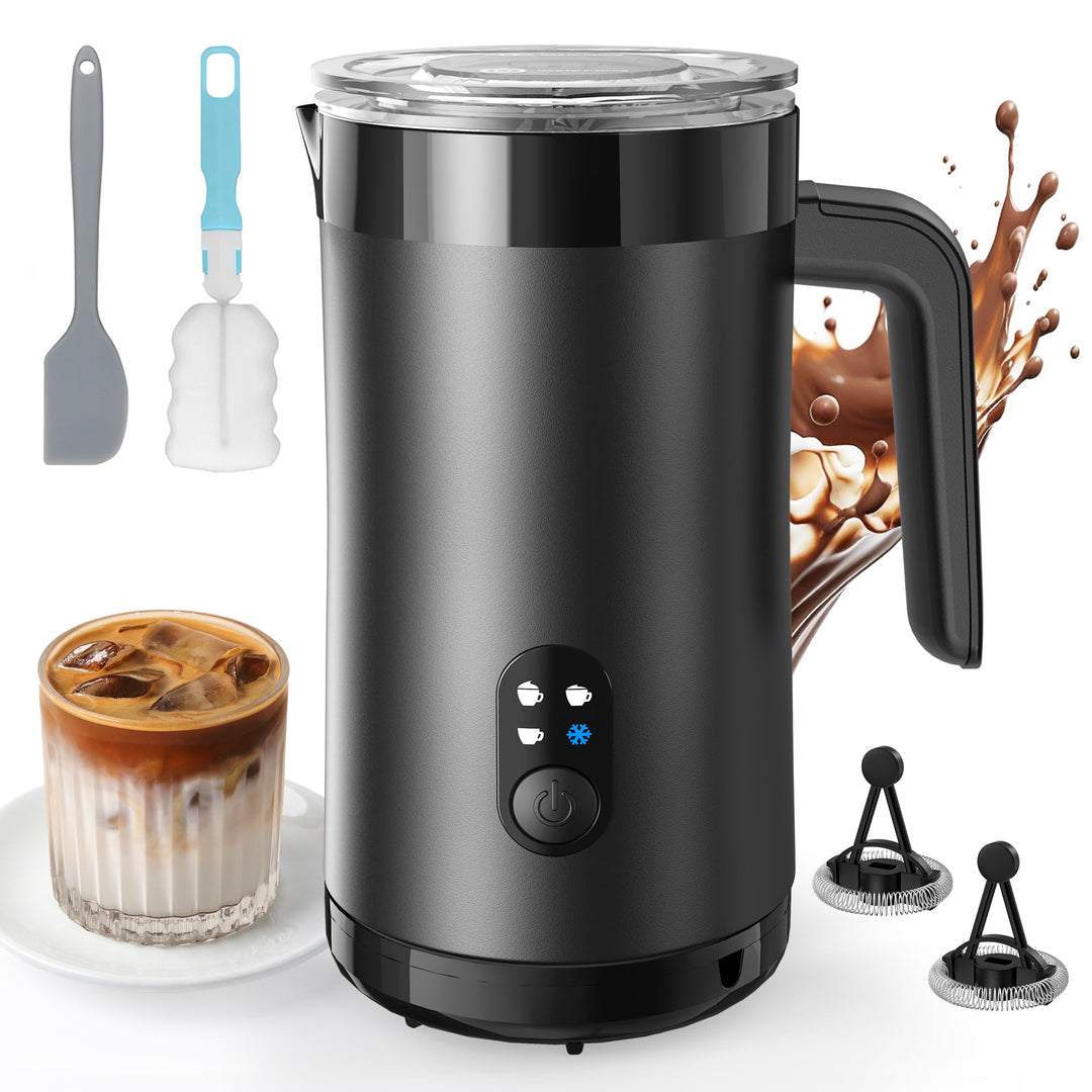 PARIS RHÔNE Milchaufschäumer Elektrisch 400ml, 4-in-1 Milchschäumer Kalt- & Heissschaum für Latte, C
