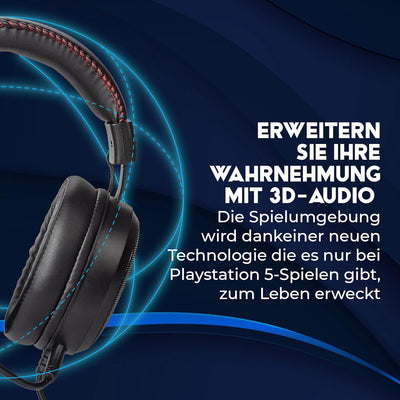 DR1TECH Blackjack+ Gaming Kopfhörer Mit Kabel Und Mikrofon Für PS5 Konsole [3D Audio], PS4, Xbox und