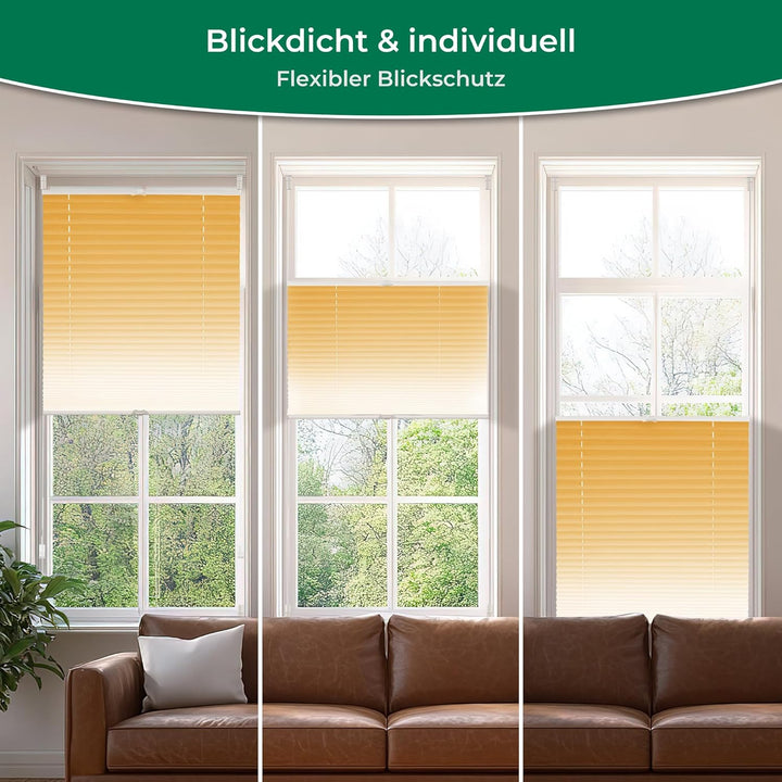 Allesin Plissee ohne Bohren mit Farbeverlauf, Orange-Weiss 50x110cm(BxH), Plissees Klemmfix, Plissee