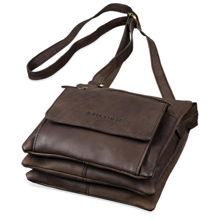 STILORD 'Leon' Schultertasche klein Leder Herren Damen Umhängetasche Vintage Handtasche Ledertasche