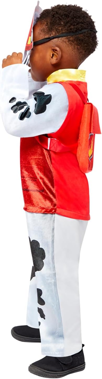 Amscan - Kinderkostüm Marshall aus Paw Patrol, Plüsch-Overall, Maske und Rucksack, Serie, Helfer auf