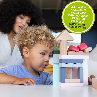 EveEarth Stylische Bauklötze EE33899 für Kinder ab 12 Monaten, Pastell