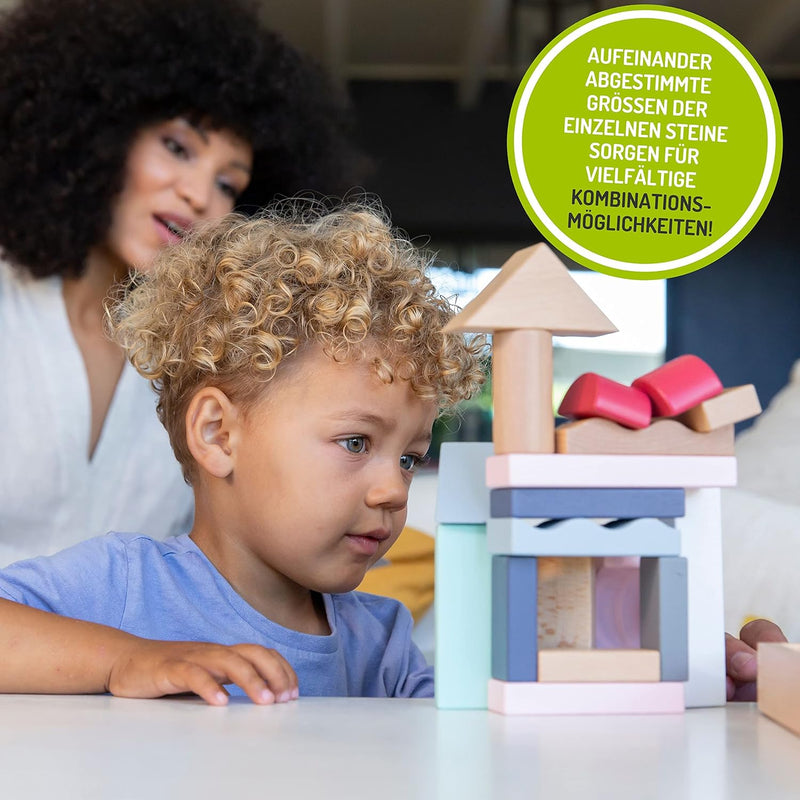 EveEarth Stylische Bauklötze EE33899 für Kinder ab 12 Monaten, Pastell