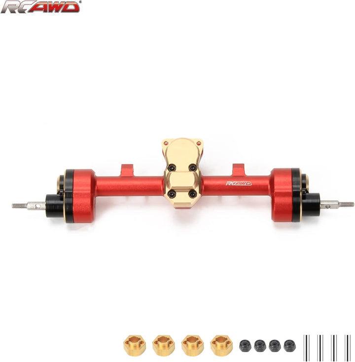 RCAWD Hinterachsengehäuse & Stahlgetriebe für Axial 1-24 SCX24 Crawlers Upgraded Teil (Rot), Rot