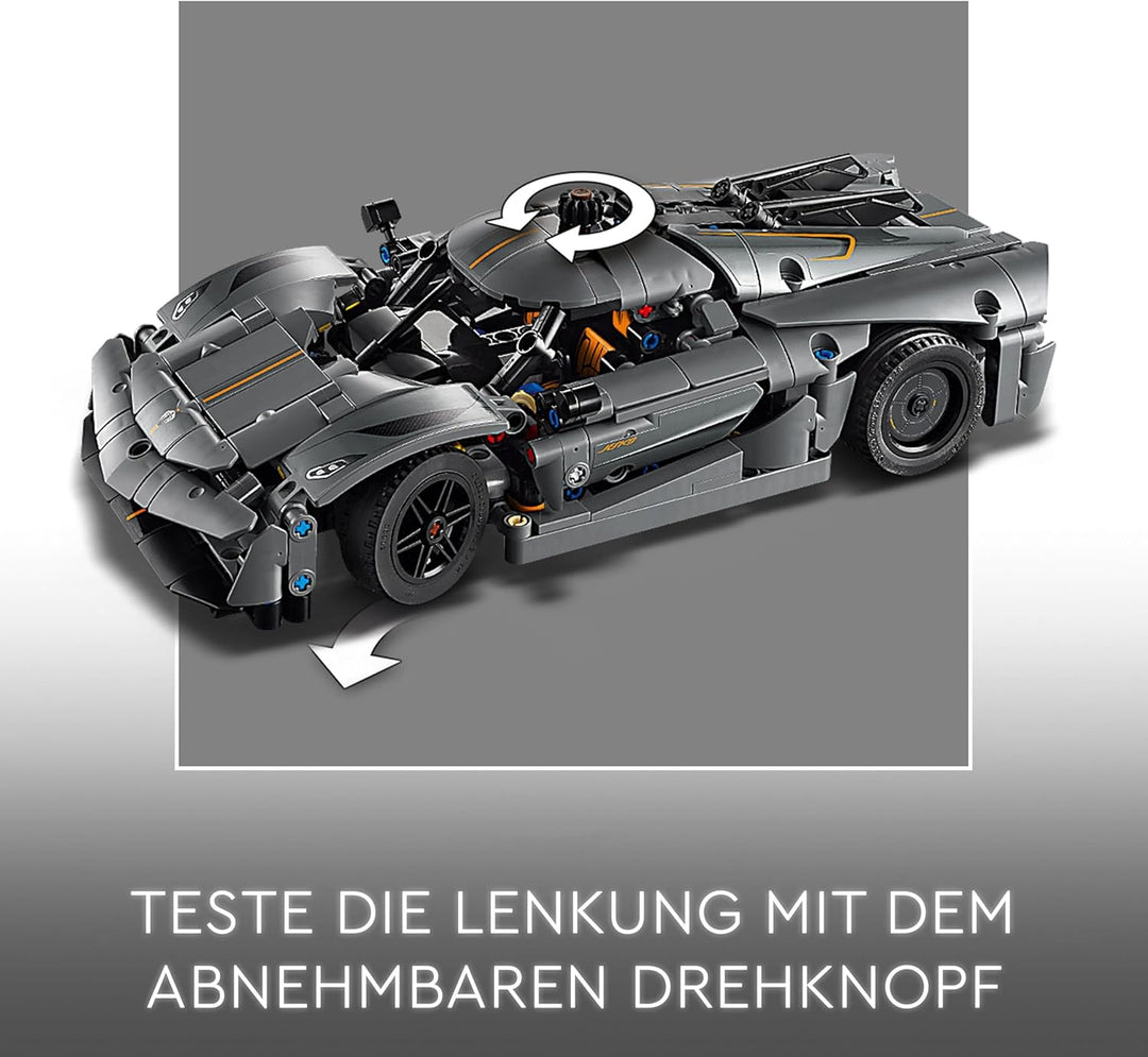 LEGO Technic Koenigsegg Jesko Absolut Supersportwagen in Grau, Bauspielzeug für Jungen und Mädchen,