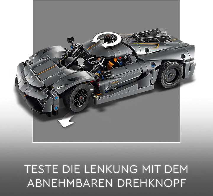 LEGO Technic Koenigsegg Jesko Absolut Supersportwagen in Grau, Bauspielzeug für Jungen und Mädchen,